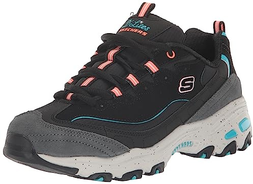 Skechers Women's D'Lites Sneaker, BKMT=Black/Multi, 7