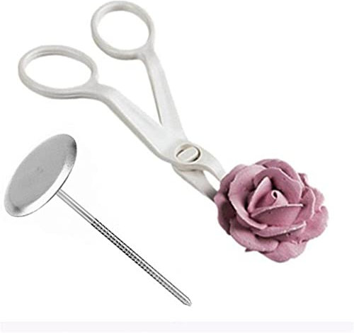 Ericetion 2pcs Piping Flower Scissors Nail Safety Rose Decor Lifter Fondant Cake Decorating Tray Cream Transfer Baking Pastry Tools