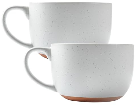 BYCNZB 38oz ceramic large Soup mugs with Hanlde for Coffee,Cereal,Salad,Noodles,Tea,Soup Bowls Cups,Microwave Dishwasher Safe Set of 2 (White)