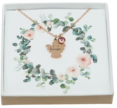 Generisch Personalisierte Kette ｜Geschenk zur Taufe ｜Geschenk Patenkind｜Halskette Kommunion｜ Schutzengel Taufkette