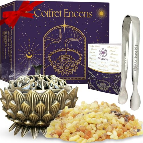 Caja de incienso Oliban natural – 100 g Boswellia Serrata, incensario y pinza inoxidable – Ideal para purificación y meditación