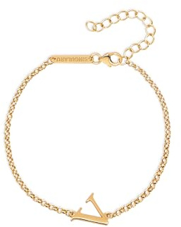 SINGULARU - Pulsera Single Letter - Pulseras en Plata de Ley con Acabado en Baño Oro de 18Kt - Joyas Para Mujer - Cadena Elegante con Motivo Letra