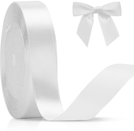 KINGLAKE 22m Satinband Geschenkband Weiß - 20mm Schleifenband, Seidenbänder, Geschenkbänder Stoffband, Seidenband, Ribbon Band, Dekobänder für Schleifen, Hochzeit, Weihnachten, Basteln