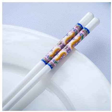 Set di bacchette cinesi in porcellana, confezione regalo, set regalo di bacchette riutilizzabili lavabili in lavastoviglie con custodia, bacchette in ceramica di osso di alta qualità con scatola