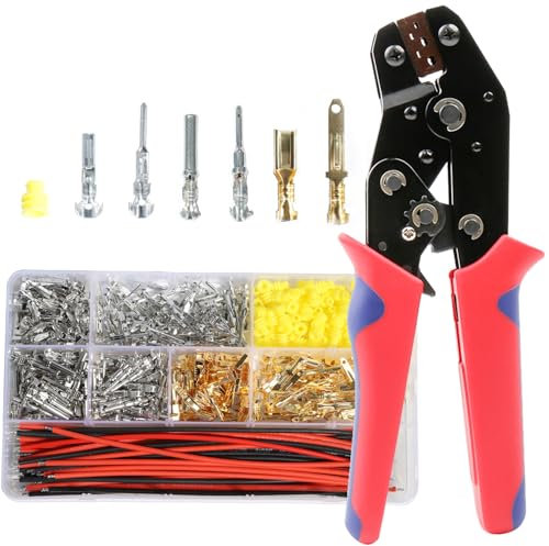 ktolplao Kit di strumenti di crimpatura per connettori automatici per cavi elettrici per auto, pinza crimpatrice a cricchetto, pinza crimpatrice maschio femmina a crimpare automobilistica impermeabile