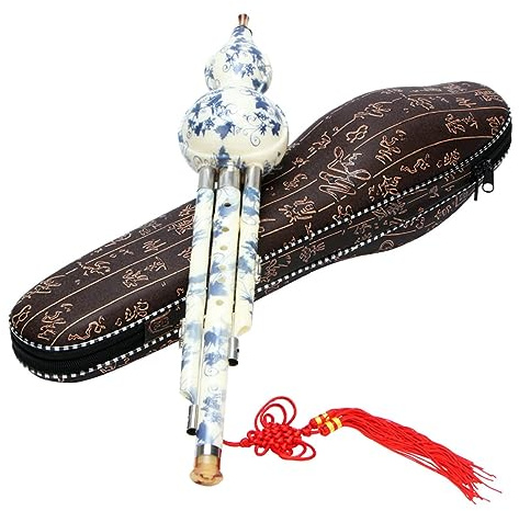 SAFIGLE Kürbisflöte Chinesisches Instrument aus Synthetischem Porzellan Klarer Klang mit Kasten für Anfänger für Musikgebrauch