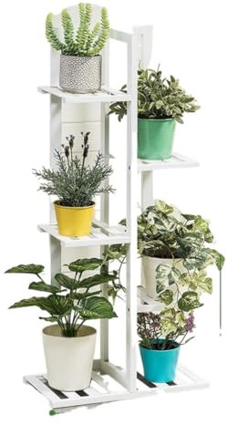 Pflanzenregal Blumentreppe Blumenständer Holz-Pflanzenständer Für Den Innenbereich, Hohes Pflanzenregal, Outdoor-Pflanzenregal Für Mehrere Pflanzen Pflanzenständer Blumenregal Blumenbank(White,103*45*