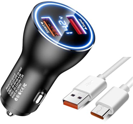 120W HyperCharge Dualport Turbo Autoladegerät 6A USB C Ladekabel Schnellladegerät Kfz Adapter für Xiaomi 17 17 Ultra 15 15T 15T Pro 14 13 12, Poco X8 X7 F8 Pro,Ultra F7 M8 M7, Redmi Note 15 14 13