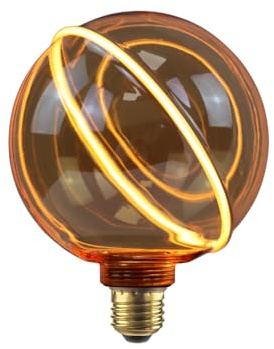 ENOVALITE LED Filament XL Leuchtmittel NEPTUN Amber | Globe G130 E27 4W 200lm 1800K Warmweiß dimmbar, Vintage Design Ambiente Deko Glühbirne Lampe