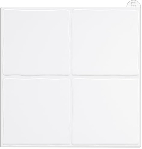 WalDecoo Quadratische Fliesen zum Abziehen und Aufkleben, dickere Wandfliesen zum Abziehen und Aufkleben, 10 Blatt, selbstklebende 3D-Wandfliesen, weiß, 22,9 x 22,9 cm, Fliesenaufkleber für Küche