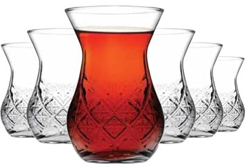 Pasabahce Timeless Lot de 6 verres à thé turcs 155 ml (ensemble pour 6 personnes), 6 verres à thé turc, tasses à thé, Cay Bardagi Seti (6 personnes)