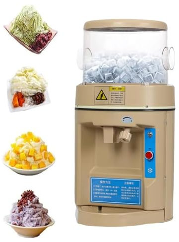 Tritaghiaccio Commerciale 440 W, Macchina Tritaghiaccio Elettrica 480 kg/h, capacità 6 kg, Materiale per Uso Alimentare Spessore Regolabile, Macchina Automatica per Coni di Neve a Basso Rumore per Bar