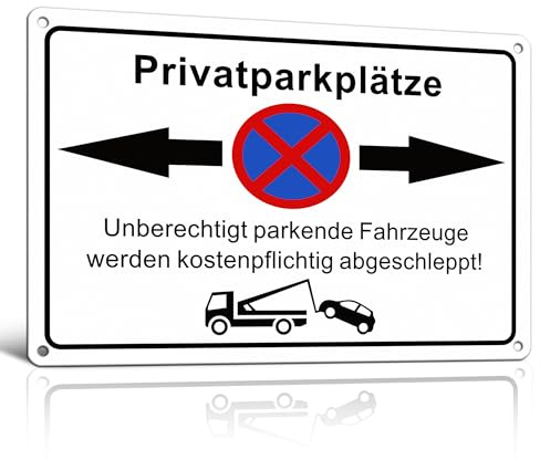 TAKULA Parken Verboten Schild Privatgrundstück 30x20cm Reflektierend | Metallschild, rostfrei & langlebig. Ideal für Privatparkplätze & Grundstücke. Macht Parkverbote deutlich sichtbar.