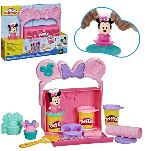 Play-Doh Disney Junior Mickey Mouse Clubhouse, On-The-Go Bakery Playset with Minnie Mouse, Play Food Preschool Toys, Arts & Crafts Gifts for Kids 2+
