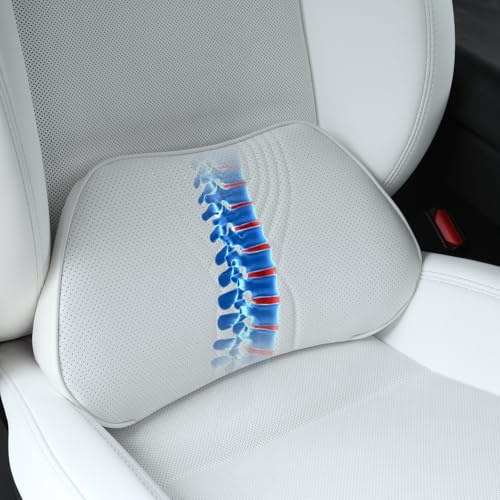 Dapucarin Cojín Lumbar Coche con Esponja Memoria, Cojin de Soporte Espalda Ergonómico para Silla de Oficina, Respaldo Lumbar Almohada de Apoyo para Asiento de Automóvi, Blanco, 1 Pieza