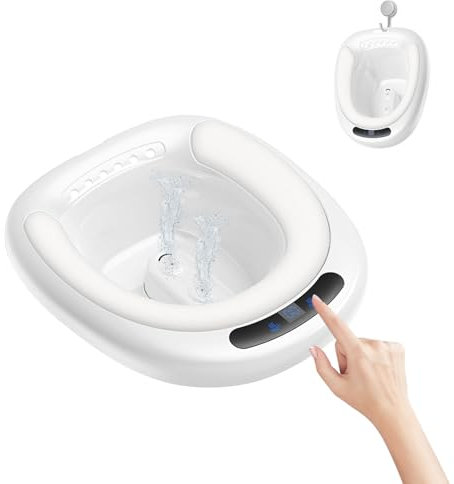 Elektrisches Sitzbad für Toilette, Tragbares Sitzbadewanne mit Echtzeit-Temperaturanzeige, Automatisches Sitzbad Hämorrhoiden, 2 Stufen Einstellbar Bidet Einsatz für Frauen, Männer, Postpartumpflege