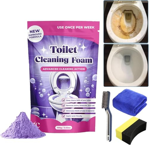 FizzClean, detergente per WC, detergente per WC FizzClean, schiuma Insta-Action Fizzclean per WC frizzante e frizzante, senza tocco (1 sacchetto)