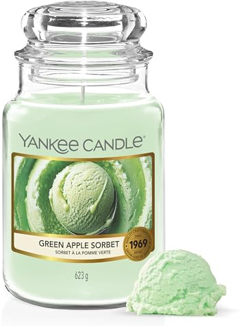 Yankee Candle Scented Candle | Candela in giara grande della Sorbetto Alla Mela Verde | Candele a lunga combustione: fino a 150 ore | Regali perfetti per le donne