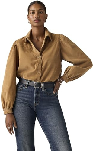 Levi's Femme Chemise Western Journey Corduroy en Velours côtelé avec Col à Pointe, Marron (Tobacco Brown), M