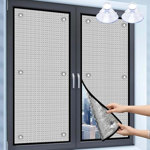 Sonnenschutzfolie 99％ Sichtschutz 8mm Doppelte Aluminiumblasen-isolier Fensterfolien Wärmeisolierung Fensterfolie für Glasfenster, 30cm-200cm Heimbüro Reflektierende Fensterfolie(65x150cm)