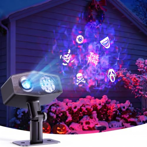 Govee Outdoor Schneeflocken Projektor, Projektor Weihnachten mit 20 Gobos | IP67 Hochhelle Halloween Wasserwellenprojektor Kinder, Intelligente Steuerung mit 58 Szene und 3 Musikszenen, 180° Drehung