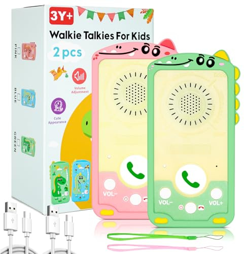 Kinder Walkie Talkies Wiederaufladbar, 2er Set Funkgeräte für Kinder 3–9Jahre, Outdoor Spielzeug für Garten, Camping & Abenteuer, Geschenk für Jungen & Mädchen