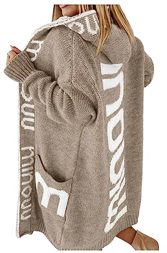 Pulls, Gilets Et Sweats Femme Gilet Rose Noir Long avec Capuche Veste Hiver Chaud Longue De Costume Laine Grosse Maille Rouge Chic Automne Gros Bien Cardigan Noel Grande Taille en Tweed