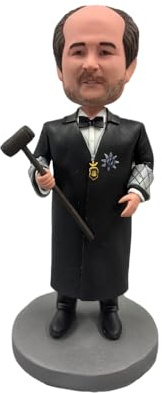 Custom Lawyer Bobblehead – Personalisierter Anwalt in schwarzer Robe mit Hammer handgefertigtes lustiges Geschenk für Juristen, Juristische Schule, Abschluss, Ruhestand, einzigartige