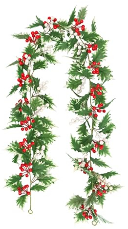 Guirnalda de Navidad, hojas realistas de 69 pulgadas, vides decorativas, para sala de estar, chimenea, puerta delantera, pared, patio, jardín, patio, día de Acción de Gracias