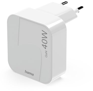 Hama GaN Schnellladegerät 40W, USB-C, Power Delivery, faltbar, klein | Mini USB-C Ladegerät weiß, PD Fast Charger für Smartphone, Tablet, Notebook, Laptop, etc.