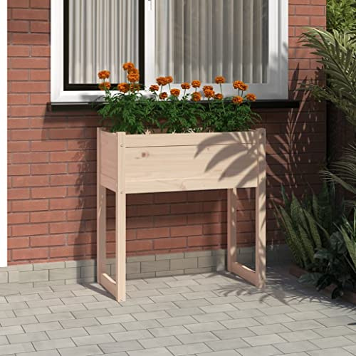 Jardinière surélevée, jardinière, parterre de fleurs, bac à plantes, 78 x 40 x 81 cm en bois de pin massif pour terrasse, centre de jardin, jardin d'hiver, balcon