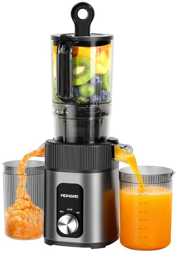 KEPEAK Slow Juicer 200W, Professionelle Saftpresse mit 112mm Einfüllschacht für ganze Früchte und Gemüse, BPA-frei, leichte Reinigung