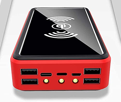 Power Bank Solar Charger 100000Mah Waterproof Qi Wireless Camping Battery Pack with Solar Panel Fast Charging 5V/2.1A I-nput/Output, LED Flashlights,D