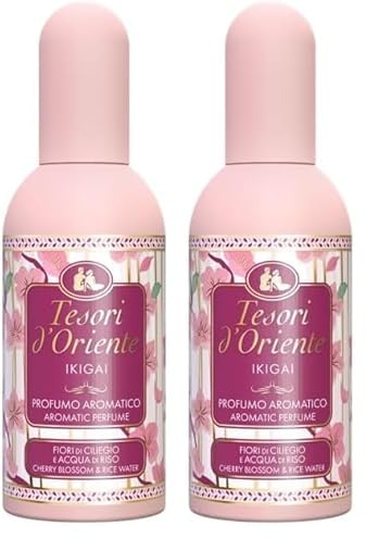 Tesori d'Oriente, Ikigai Profumo Aromatico dalle Note Fiorite e Fresche di Gelsomino, Fiori d'Arancio, Vaniglia e Ambra, 100ml (Confezione da 2)
