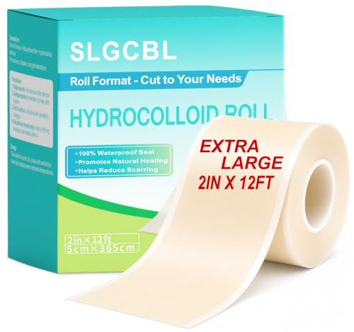 Hydrokolloid Pflaster Rolle, 5cm x 365cm Extra Groß Hydrokolloid Pflaster | Atmungsaktiv, Zuschneidbar, Selbstklebend, Flexibel & Wasserdichte Hydrocolloid Roll für den Haushalt