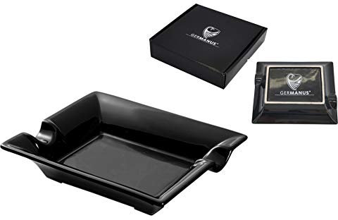 GERMANUS Zigarrenascher aus echtem Porzellan - Schwarz