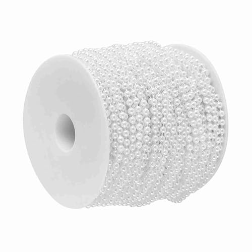 Künstliche Perlen Perlenschnur 4mm 40m/Rolle für Armband Vorhang Hochzeit Weihnachten Beige Weiß Perlengirlande Kunstperlen Ketten Schnur Deko Accessoire