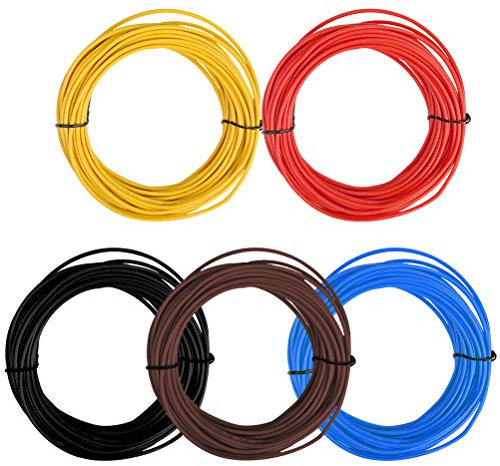 TIMESETL 5Stück KFZ Leitung 1,5 Fahrzeugleitung 1,5 mm² KFZ Kabel 5 Farben x 10m als Ring im Set, Nach DIN 72551