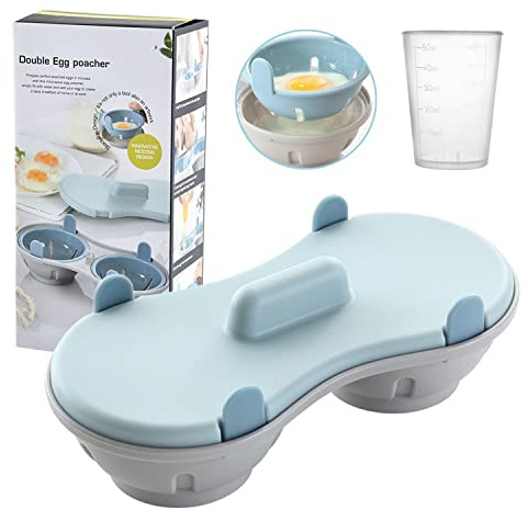 Egg Poacher Microwavable, Egg Steam with Measure Cup Dishwashable, Egg Maker Poached Egg Steamer Kitchen Gadget