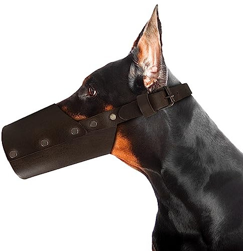 Hide & Drink, Leather Dog Muzzle Guard, Secure Pet Accessory, Pitbull German Shepherd & Any Breeds, Small Medium Large, Handmade (Large)
