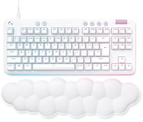 Logitech G G713 Tastiera Cablata Per Gaming Con Luce RGB LIGHTSYNC, Tactile Switch (GX Marrone) e Supporto Per Tastiera, Compatibile Con PC e Mac, QWERTY US INT'L - Nebbia bianca
