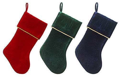 Etistta Klassische 50,8 cm Samt Weihnachtsstrümpfe, Weihnachtsdekoration Weiche Samtstrümpfe für Weihnachten Kamindekorationen (rot, marineblau, grün)