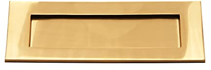 Schwerer gefederter viktorianischer Briefkasten, massives Messing, Messing-Finish, 25,4 x 7,6 cm