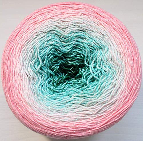 1 Knäuel YarnArt Blumen Moonlight Glitter Baumwollgarn, weich, Regenbogen-Häkeln, metallischer Lurex, handgestrickt, glänzend, silberfarbener Kuchen, mehrfarbige Baumwolle, Gewicht 260 g, Länge 1093 m