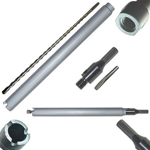 1 1/4 Diamond Core Drill Bit for Concrete 16 Long with Heat Treated Hexagonal Adapter for 1/2 Chuck with TCT Pilot Drill with Drift Wet or Dry Cut Concrete Brick Cement Block Masonry