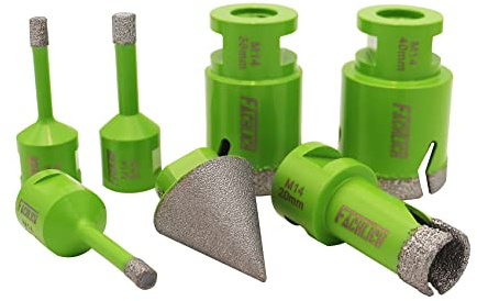 FACHLICH Diamond Drill Core Bits Set 6/6/8/20/35/40mm Tile Hole Saw Kit with 35mm Diamond Beveling Chamfer Bit for Tile Porcelain Granite Marble