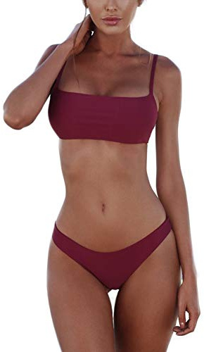 meioro Costumi da Bagno per Donna a Due Pezzi Bikini a Vita Bassa Tankini Bikini Push Up Abito a Vita Bassa