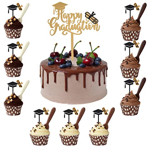 Cnrose Graduation Tortendeko & Cake Topper 10 Stück 2023 Abschluss Deko - Tortenaufsatz & Aufkleber