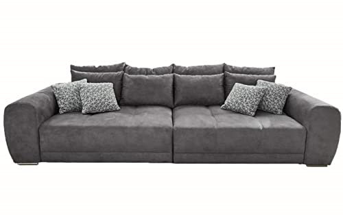 Big Sofa XXL B306/T134/H86 cm, bequeme Lounge Couch mit hochwertiger Federkernpolsterung, viele Kissen, Liegefläche 120 cm x 240 cm, angenehmer Mikrofaserstoff-Bezug in Grau / 15114