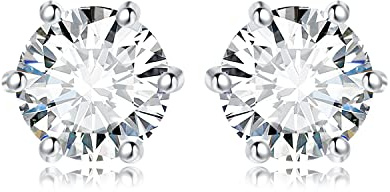JewelryPalace Pendientes Mujer Plata 2ct Circonita Redonda, Solitario de Tuerca Con Piedras, Pequeños Diamante Simulado, Clásicos Conjunto Joyas Para Novia